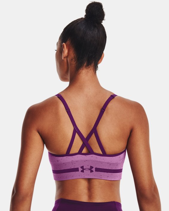 Women's UA Seamless Low Long Heather Sports Bra in Purple image number 1